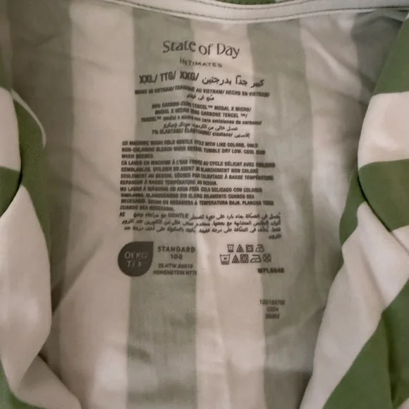 State of Day TENCEL Modal PJ Set XXL Green Stripe NWT - Picture 4 of 5